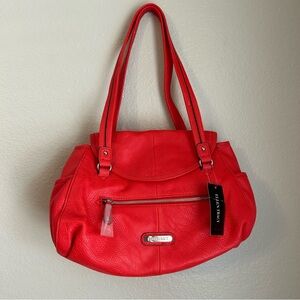 NWT, Ellen Tracy Porto Satchel Shoulder Purse in Red Orange